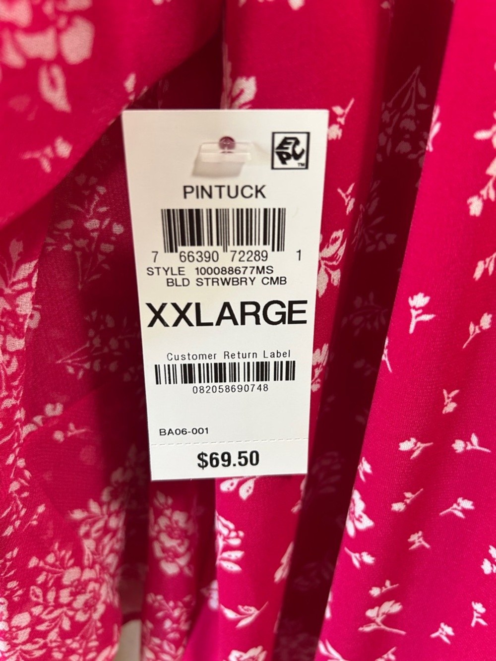 Charter Club Fuchsia Floral Pintuck V-Neck Tunic - Picture 5 of 6